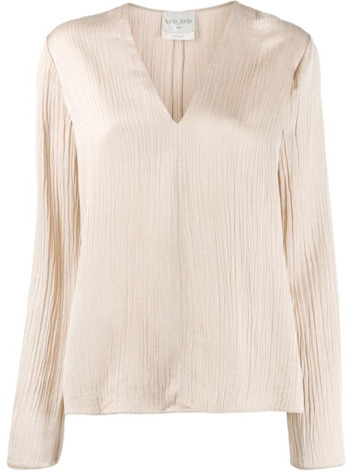 Forte Forte Pleated Long-sleeve Blouse - Neutrals