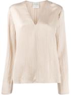 Forte Forte Pleated Long-sleeve Blouse - Neutrals