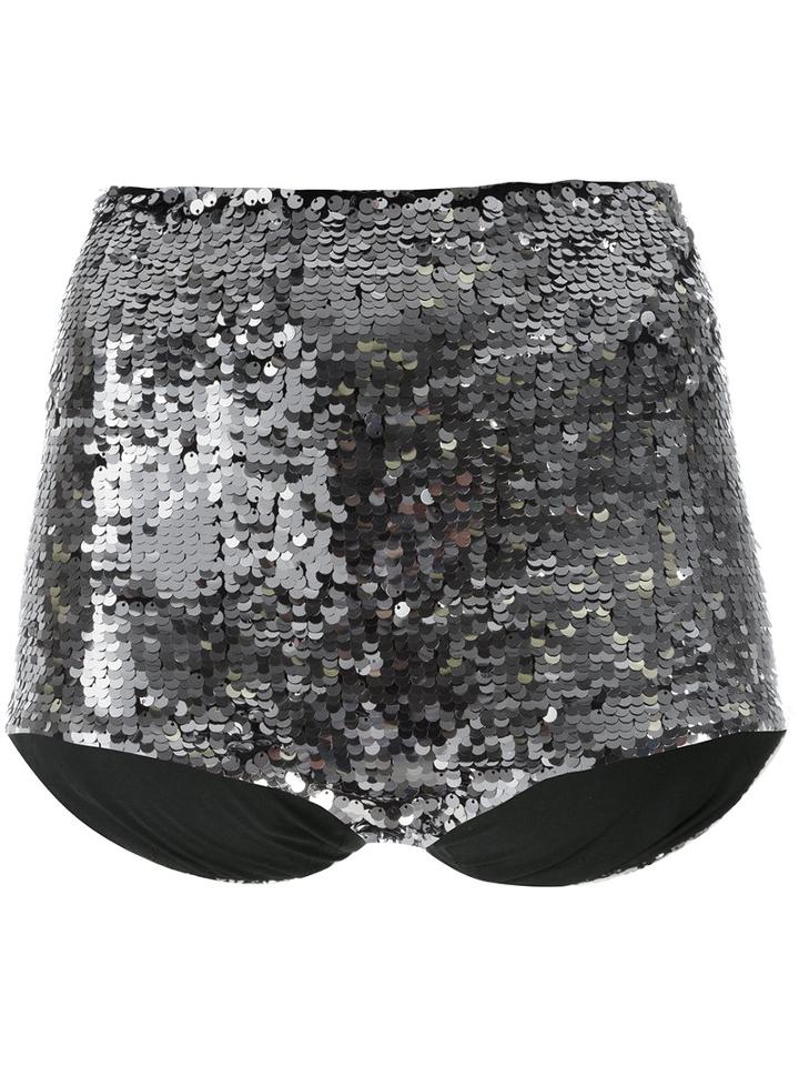 Off-white Sequin Hot Pants, Women's, Size: Xs, Grey, Viscose/silk
