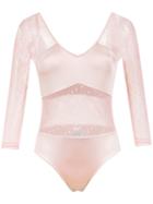 Brigitte Long Sleeved Tulle Bodysuit - Pink