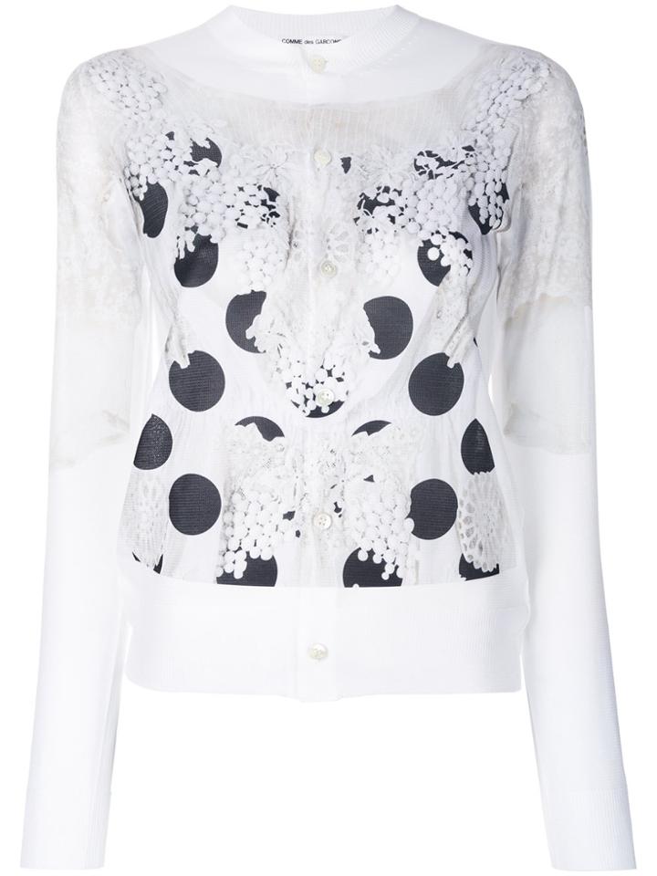Comme Des Garçons Comme Des Garçons Polka Dot Cardigan - White