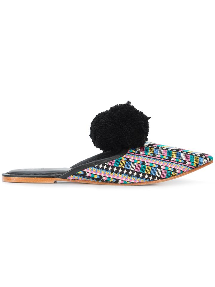 Figue Chevron Zig Zag -isa Mules - Black