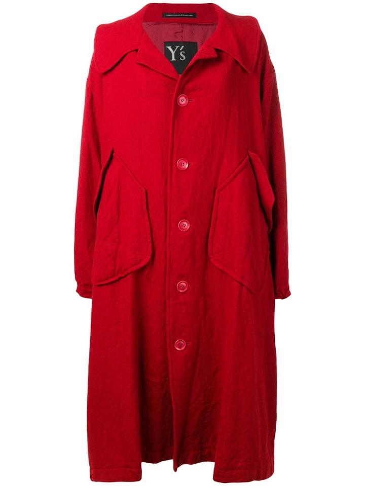 Y's Single Breasted Coat - Red