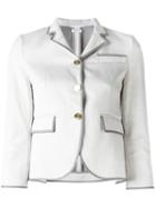 Thom Browne Piped Trim Blazer, Women's, Size: 38, White, Cotton/silk