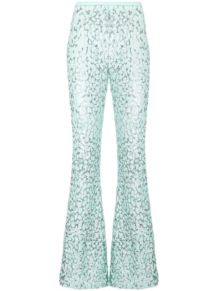 Michael Kors Embroidered Flared Trousers - Blue
