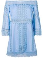 Charo Ruiz Off-shoulder Embroidered Dress - Blue