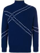 Raf Simons Ribbed Knit Dotted Sweater - Blue