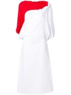 Chalayan Panelled Draped Striped Midi Dress - White