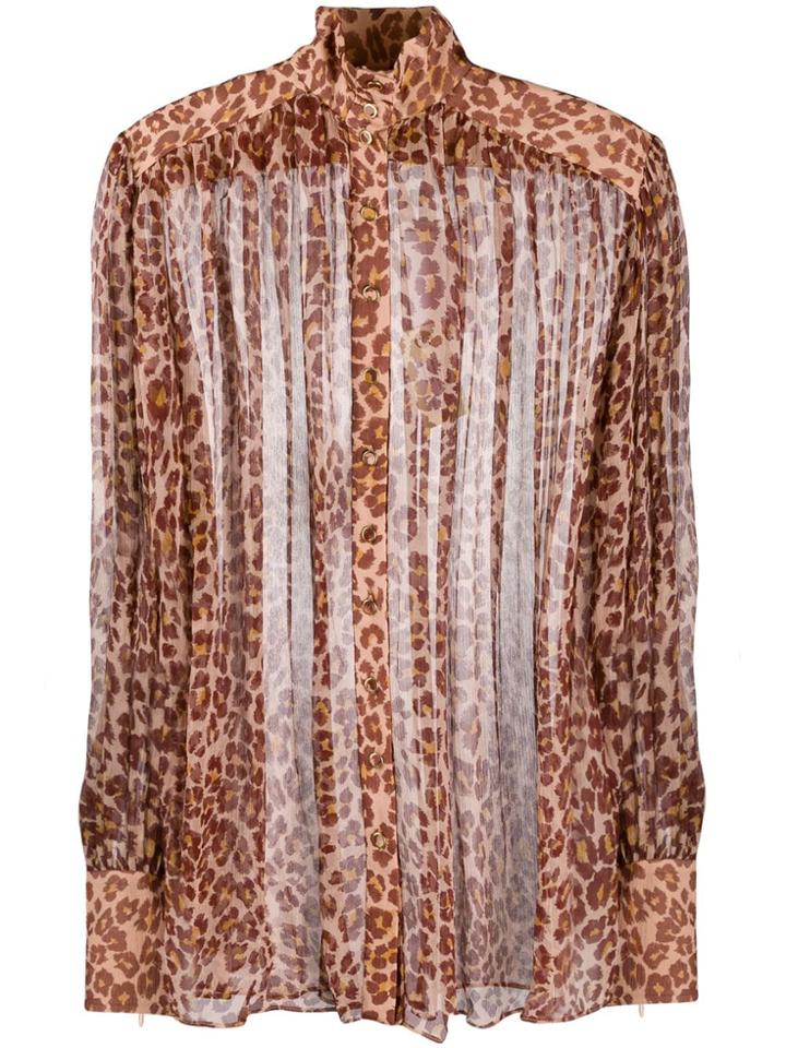 Zimmermann Leopard Print Blouse - Brown