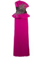 Marchesa Strapless Peplum Gown - Purple