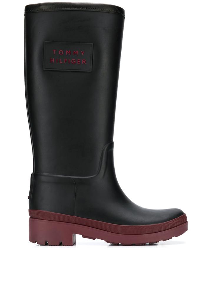 Tommy Hilfiger Logo Patch Rain Boots - Black