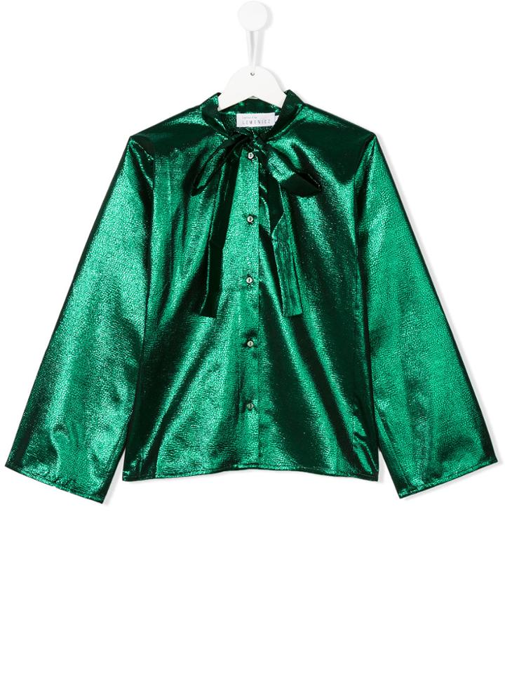 Señorita Lemoniez Metallic Buttoned Popova Blouse - Green