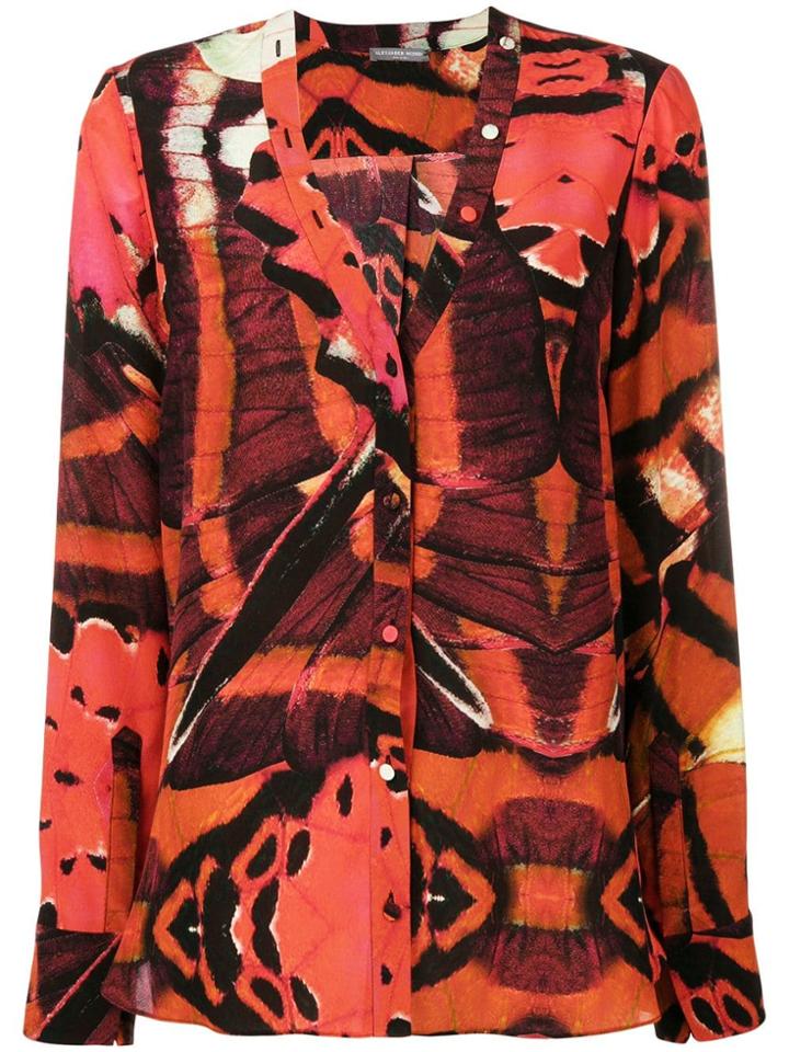 Alexander Mcqueen Butterfly Print Blouse - Red