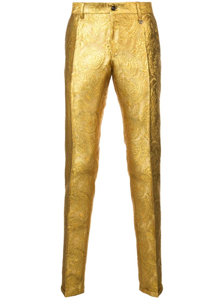 Lords And Fools Paisley Print Slim Fit Trousers - Yellow & Orange
