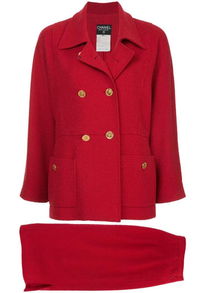 Chanel Pre-owned Double Breasted Skirt Suit - Red