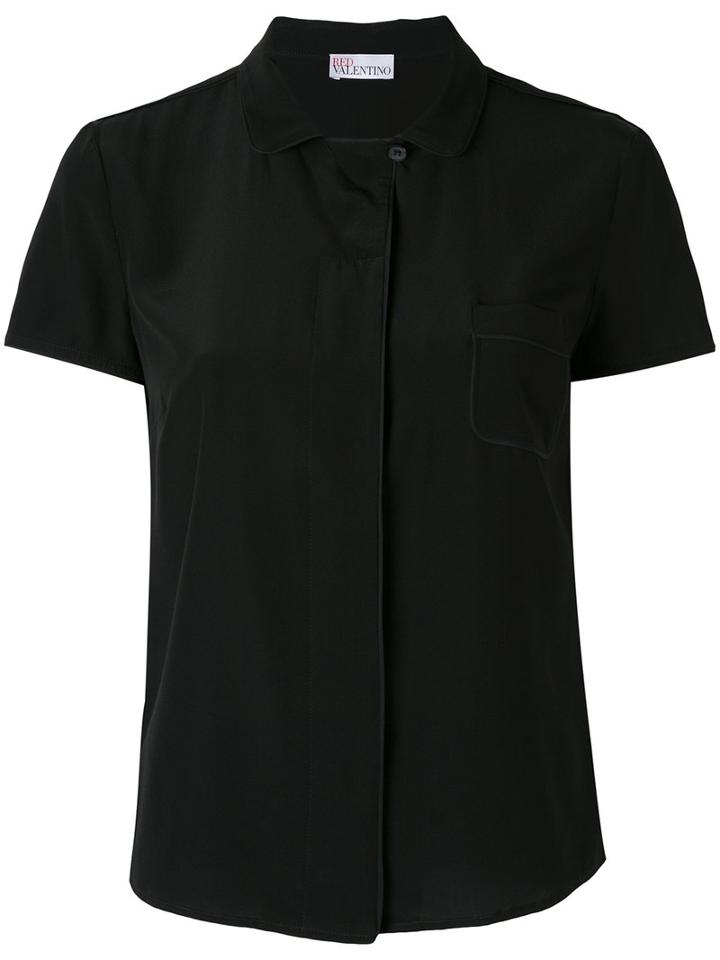 Red Valentino - Short Sleeve Blouse - Women - Silk/polyester - 40, Black, Silk/polyester