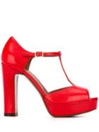 L'autre Chose Heeled Mary Jane Sandals - Red