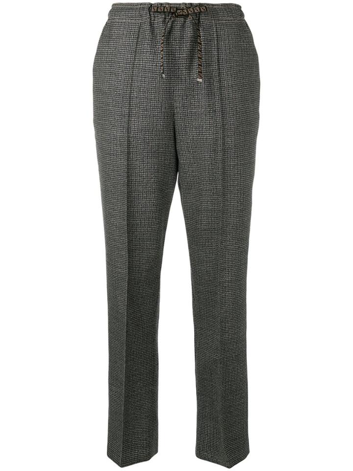 Fendi Microcheck Drawstring Trousers - Blue
