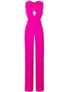 Aidan Mattox Deep V-neck Jumpsuit - Pink