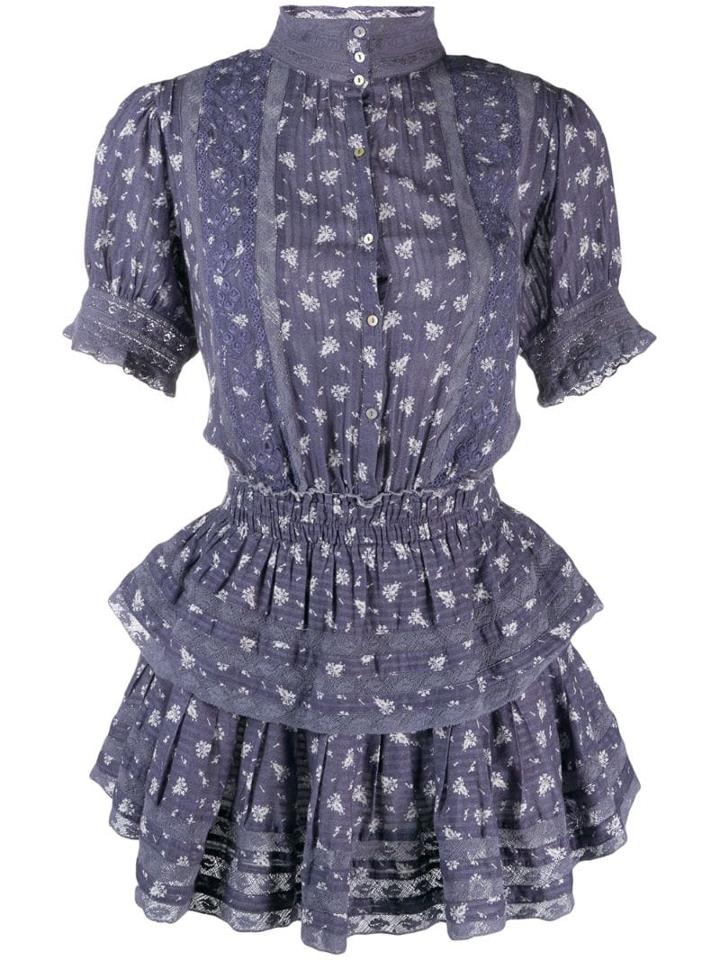 Love Shack Fancy Ruffled Alfie Mini Dress - Blue