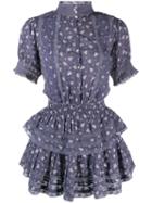 Love Shack Fancy Ruffled Alfie Mini Dress - Blue