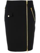 Moschino Zipped Pencil Skirt, Women's, Size: 42, Black, Triacetate/polyester/acetate/rayon