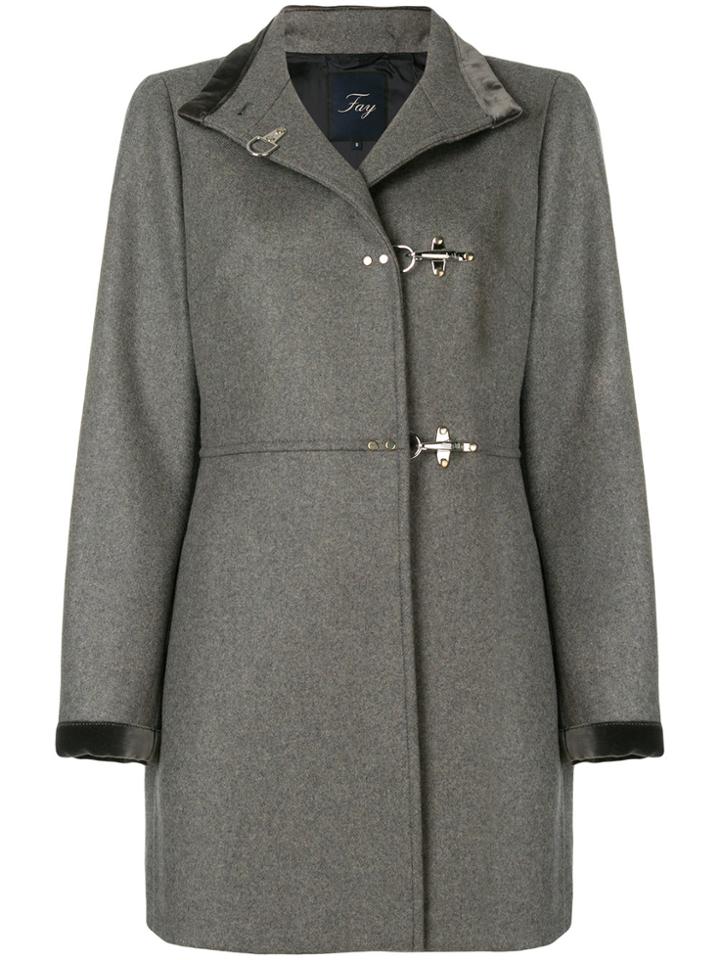 Fay Toggle Single Breasted Coat - Grey