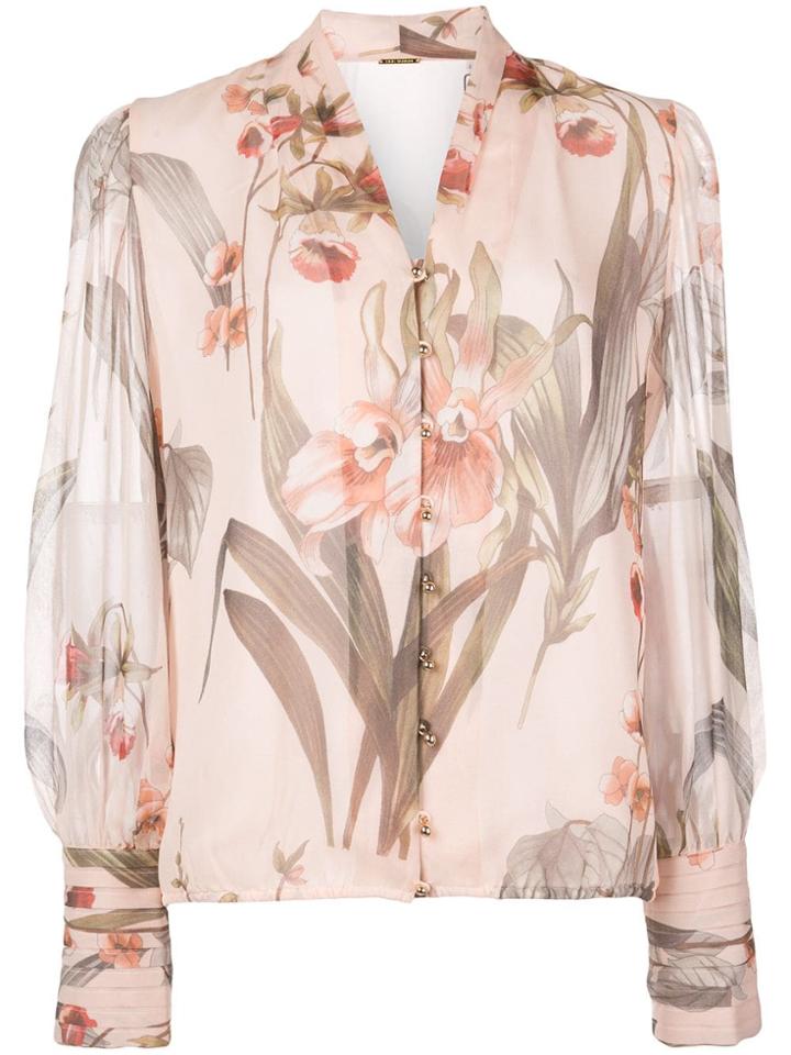 Elie Tahari Floral Print Blouse - Pink