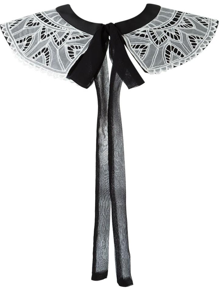Martha Medeiros Bow Embellished Lace Collar