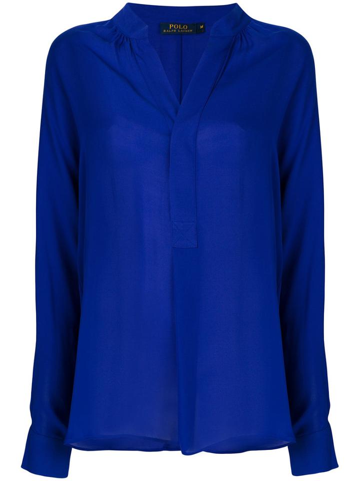 Polo Ralph Lauren - Plain Shirt - Women - Silk - M, Blue, Silk
