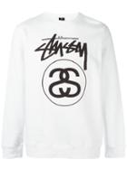 Stussy Logo Print Sweatshirt, Men's, Size: Large, White, Cotton/polyester