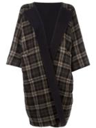 Daniela Gregis Plaid Oversized Cardi-coat, Women's, Black, Wool