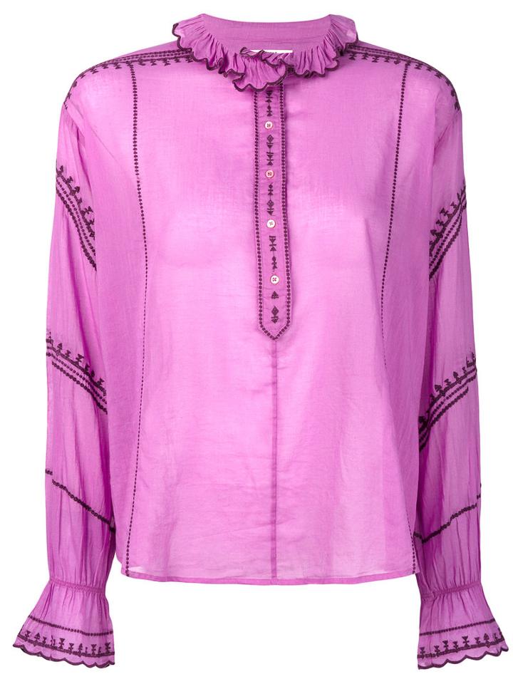 Isabel Marant Étoile - Louna Frill Collar Shirt - Women - Cotton - 42, Pink/purple, Cotton
