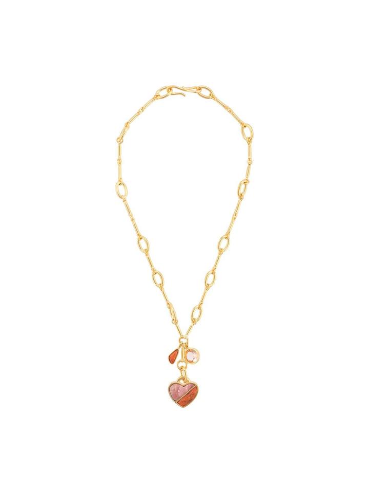 Lizzie Fortunato Jewels Honeymoon Heart Charm Necklace - Metallic