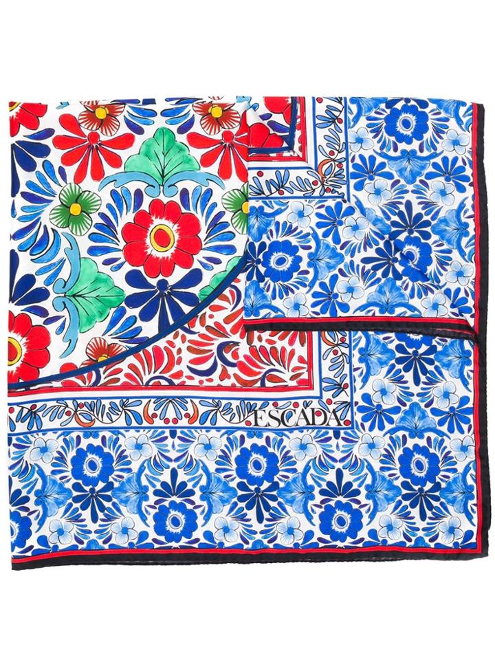 Escada Floral Print Scarf - White