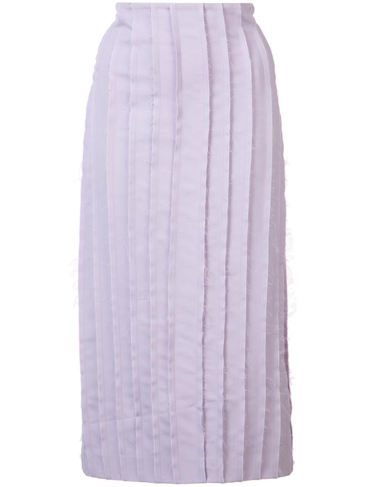 Jonathan Cohen Frayed Pleat Skirt, Women's, Size: 2, Pink/purple, Silk/polyester/spandex/elastane/wool