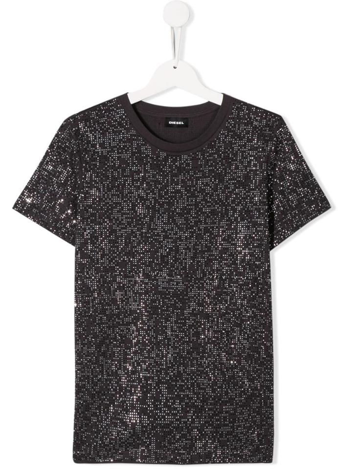 Diesel Kids Teen Embellished T-shirt - Grey