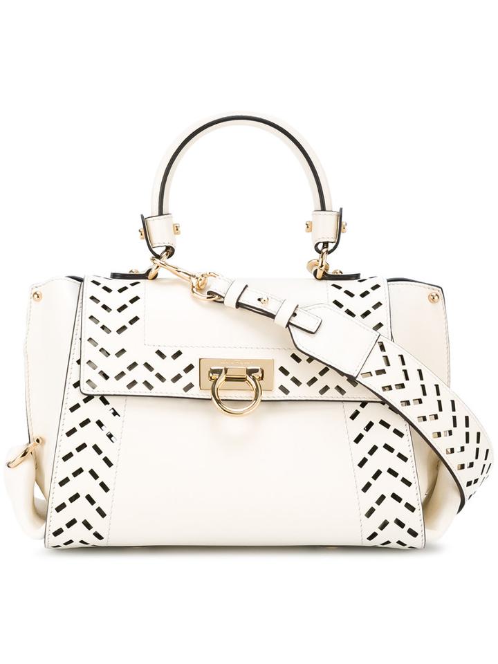 Salvatore Ferragamo Sofia Tote, Women's, White, Leather