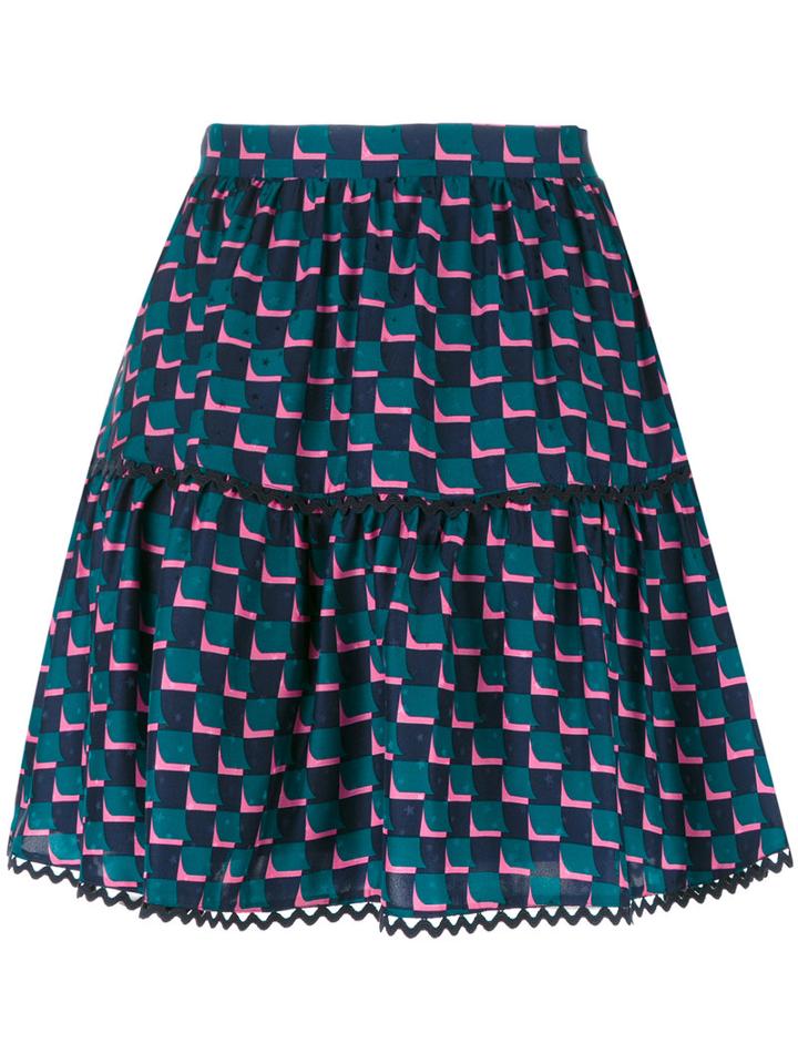 Kenzo - Geometric Print Skirt - Women - Silk - 40, Green, Silk