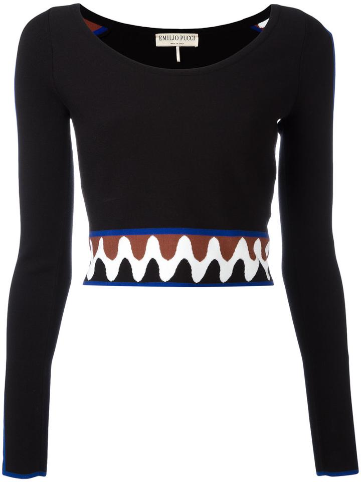 Emilio Pucci - Wave Pullover Crop Top - Women - Polyester/viscose - S, Black, Polyester/viscose