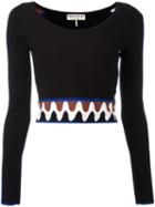 Emilio Pucci - Wave Pullover Crop Top - Women - Polyester/viscose - S, Black, Polyester/viscose