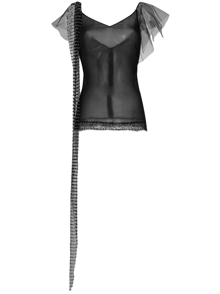 Amen Tulle Sleeve Vest - Black