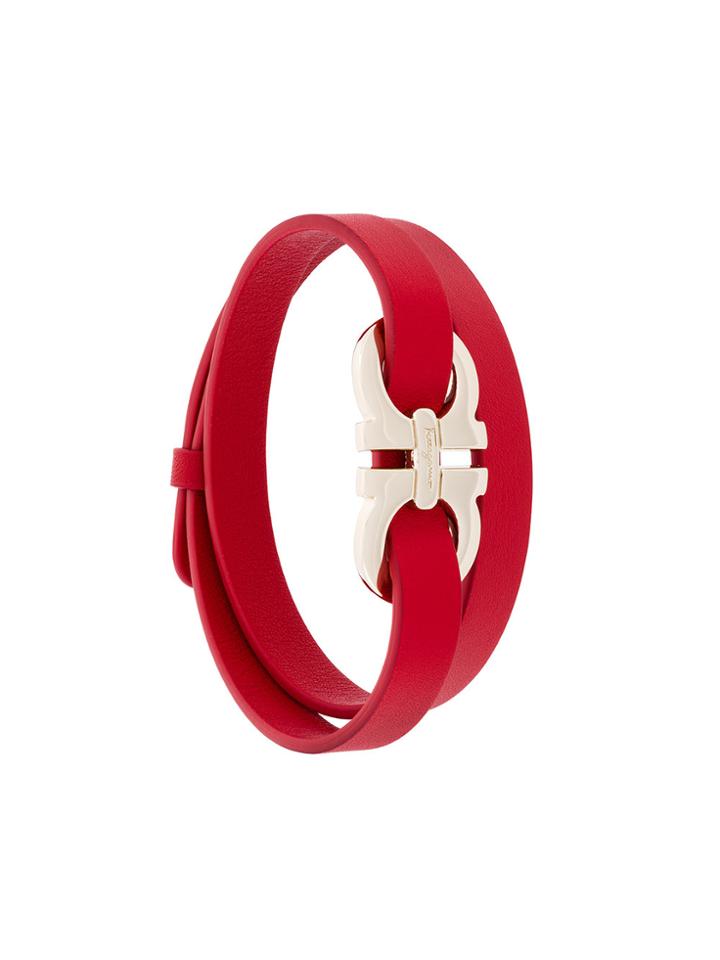 Salvatore Ferragamo Double Gancio Wrap Bracelet - Red