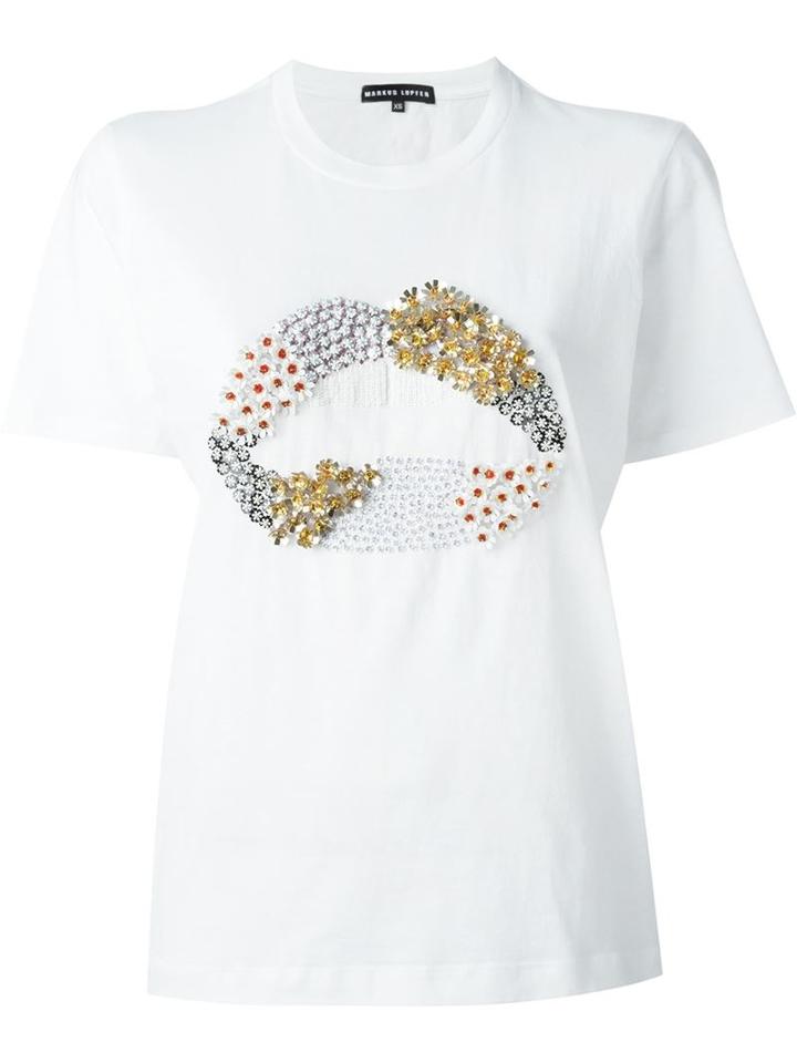 Markus Lupfer Embellished Lips T-shirt