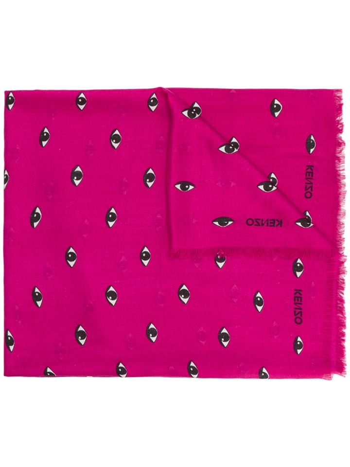 Kenzo Eye Print Scarf - Pink & Purple