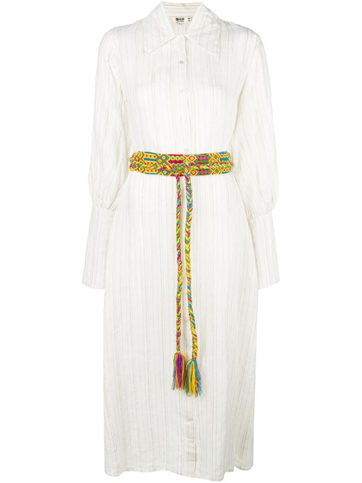 All Things Mochi Contrast Belt Shirt Dress - Nude & Neutrals