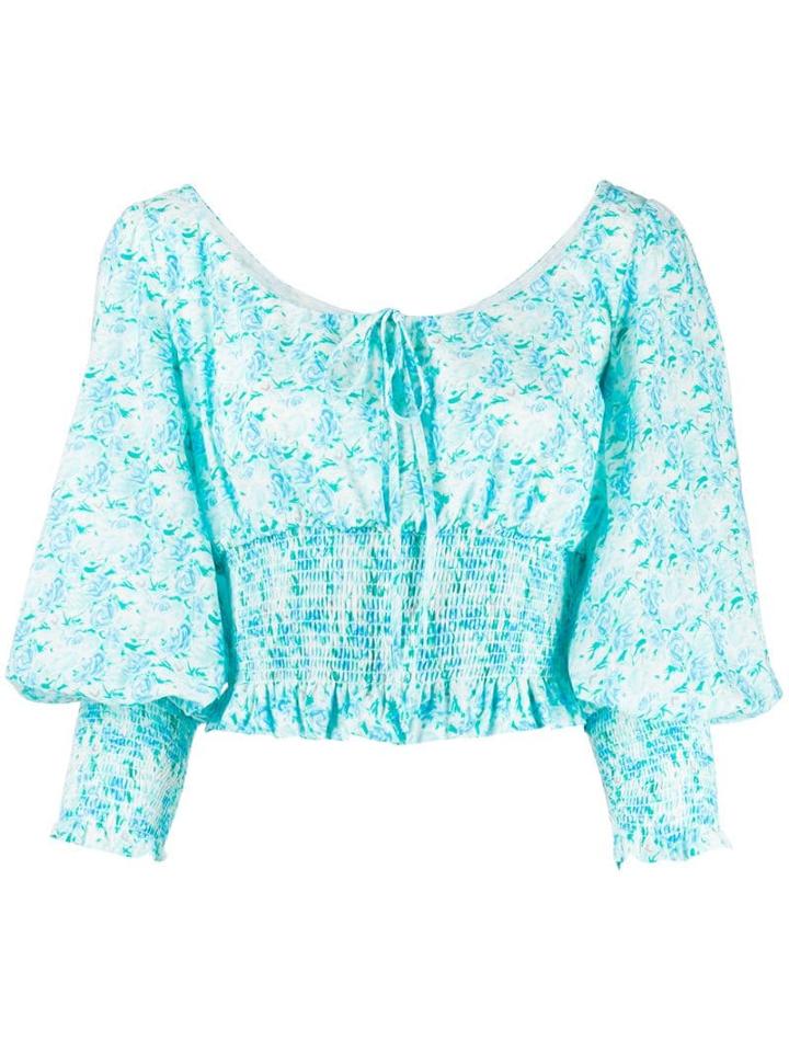 Rixo Puffed Sleeve Blouse - Blue