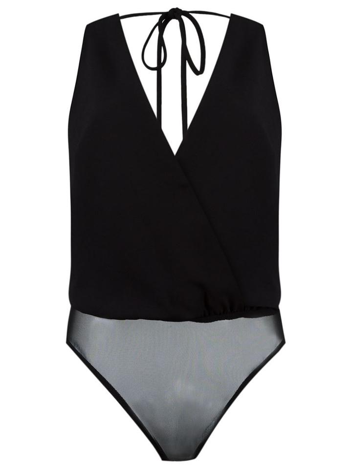 Andrea Marques Wrapped V-neck Body, Women's, Size: 38, Black, Viscose/acetate