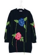Msgm Kids Floral Pattern Jumper - Blue