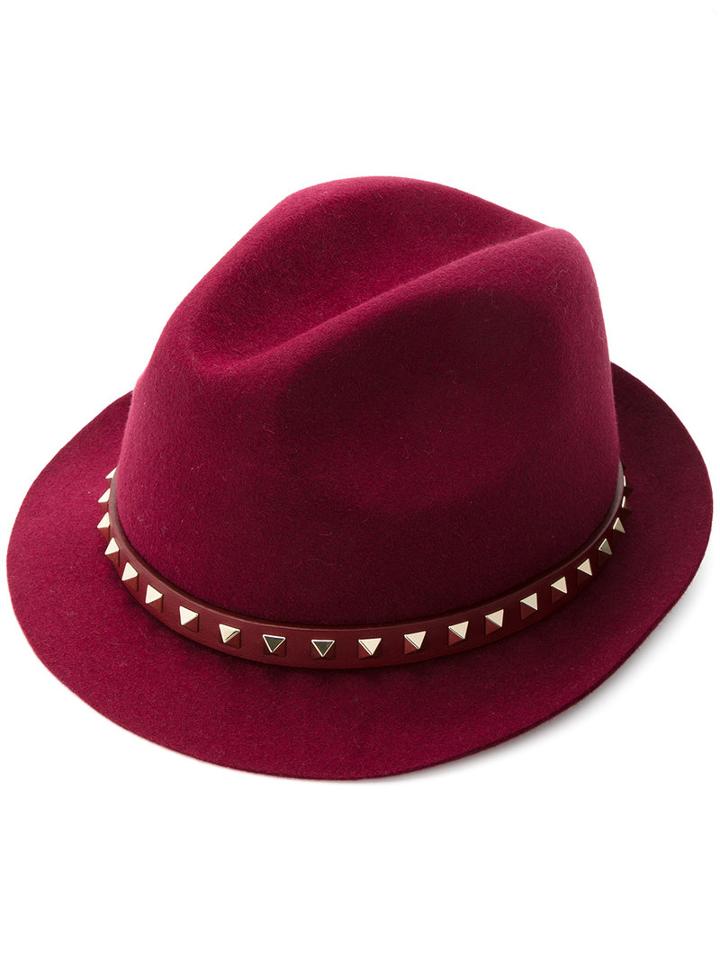 Valentino - Valentino Garavani Rockstud Hat - Women - Polyester/angora - L, Red, Polyester/angora